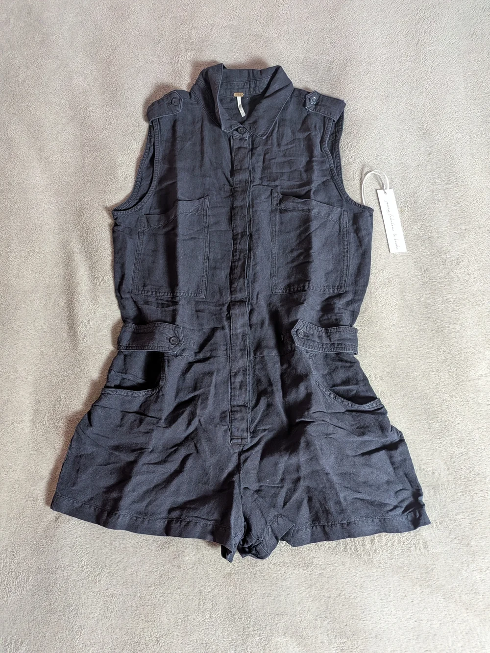 Young Fabulous & Broke Navy Blue Sleeveless Utility Romper NWT - Picture 1 of 6